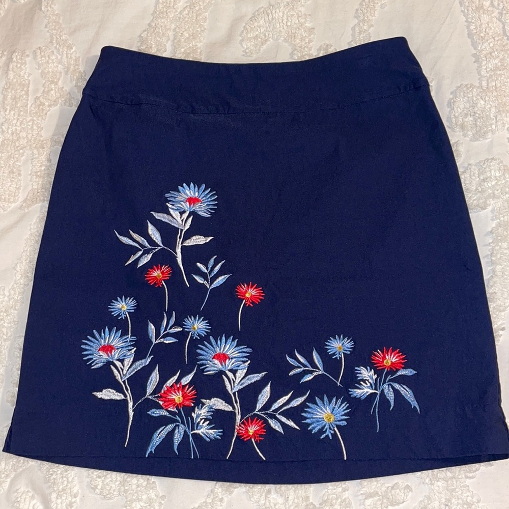 Charter Club Navy Embroidered Mini Skirt/ Sz 6